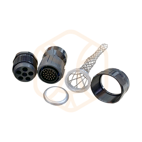 Cable socket, male 25 pins (12 indipendent speaker channels) , Kellems with silver nut