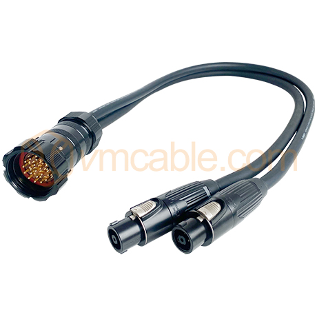 VM-EL1NL8-1 Speaker System, 2x 4.0 mm² 8 cores cable from VM-SOCA19-WPM-SW (19-pole) to 2 x Neutrik NLT8 FXX-BAG (8-pol)