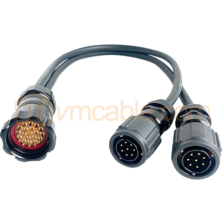 VM-EL1K2-1 Speaker System, 2x 4.0 mm² 8 cores cable from VM-SOCA19-WPM-SW (19-pole) to 2 x VM-LK008MV (8-pol)