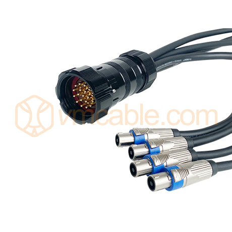 VM-EL1NL4-1 Speaker System, 4x 4.0 mm² 4 cores cable from VM-SOCA19-WPM-SW (19-pole) to 4x Neutrik NLT4 FXX-BAG (4-pol)