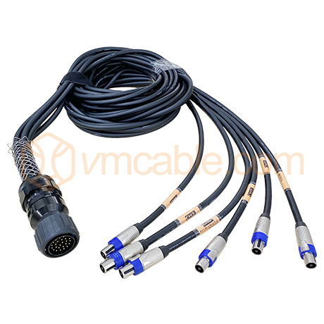 VM-LK2440-5 IN FILL, Speaker cable fan-out for large sound systems, 25-pole to Neutrik NLT4FXX