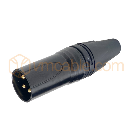 VM-NC3MXX-B, XLR, 3-pole , metal-, Soldering-male connector, gold plated contact(s), straight, black
