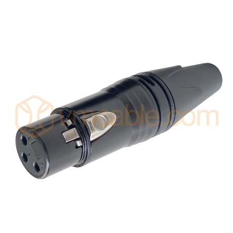 VM-NC3FXX-B, XLR, 3-pole , metal-, Soldering-male connector, gold plated contact(s), straight, black