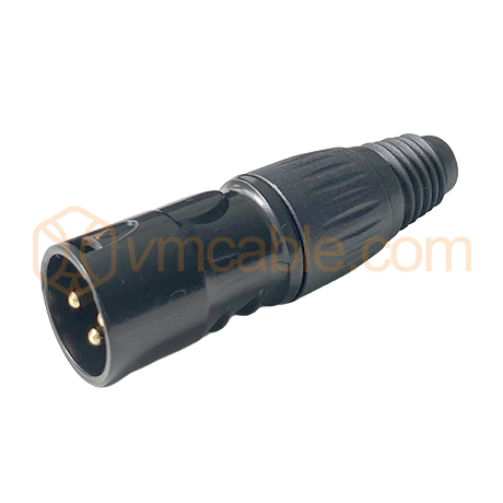 VM-LD3MXX-B, XLR, 3-pole , metal-, Soldering-male connector, gold plated contact(s), straight, black