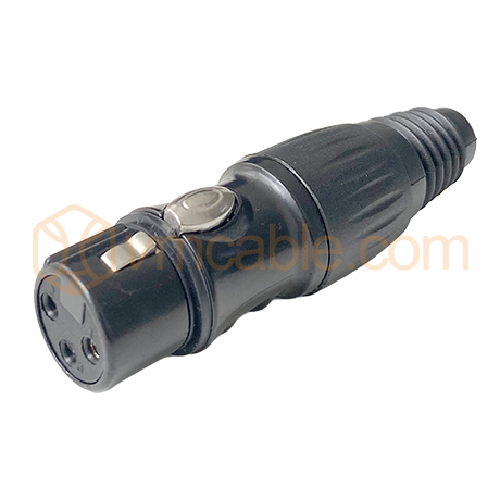 VM-LD3FXX-B, XLR, 3-pole , metal-, Soldering-male connector, gold plated contact(s), straight, black