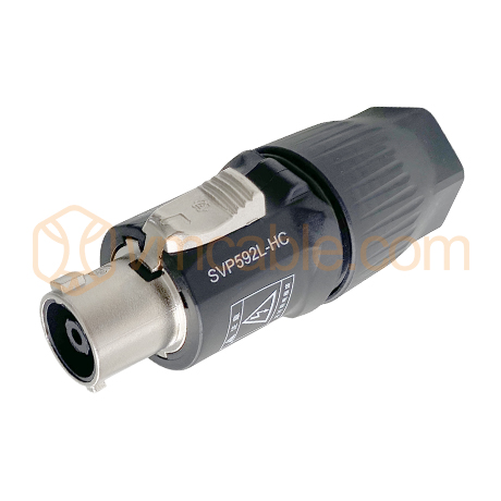 VM-SVP592L, 3-pole , plastic-, screw-type-male power connector, silver plated contact(s), straight, black