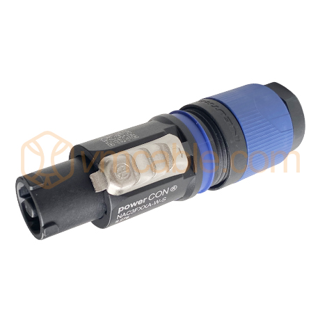 NEUTRIK® powerCON®, 3-pole , plastic-, screw-type-female connector, silver plated contact(s), straight, blue