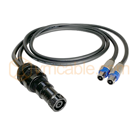 VM-NLF240-3 T4M, 4.0 mm 4 cores cable from Neutrik NLT8 MXX-BAG (8-pole) female to 2x Neutrik NLT4FXX (4-pole)