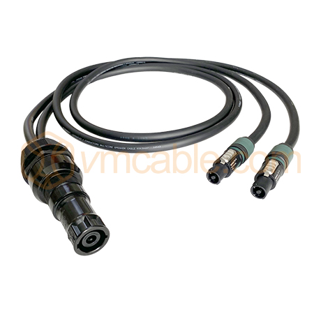 VM-NLF240-3 L4M, 4.0 mm 4 cores cable from Neutrik NLT8 MXX-BAG (8-pole) female to 2x Neutrik NL4FXX-W-L (4-pole)