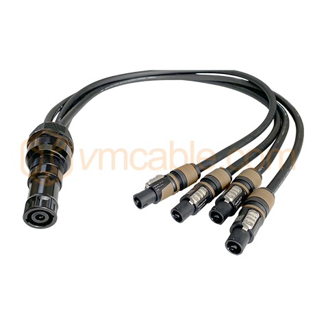 VM-NLF440-3 L2M, 4.0 mm 4 cores cable from Neutrik NLT8 MXX-BAG (8-pole) female to 4x Neutrik NL2FXX-W-S (2-pole)