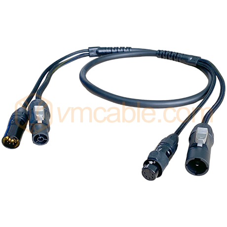 VM-PRATT5B-1.5, overmolding, Rubber Sleeve DMX & Power Loom, power: 3 x 2.5 mm²,  DMX: 1 x 4 x 0.22 mm²