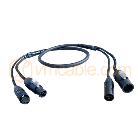 VM-PRATT3B-1.5, overmolding, Braided Jacket, Rubber Sleeve DMX & Power Loom, power: 3 x 2.5 mm²,  DMX: 1 x 2 x 0.3 mm²