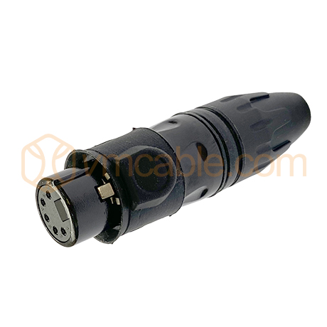 VM-PRATT5FXX-B, XLR, 5-pole , metal-, Soldering-male connector, gold plated contact(s),  straight, black