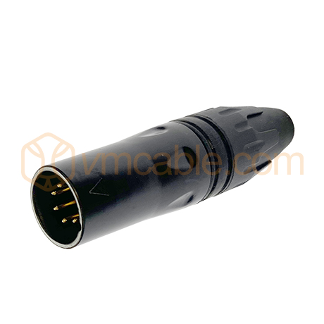 VM-PRATT5MXX-B, XLR, 5-pole , metal-, Soldering-male connector, gold plated contact(s), straight, black