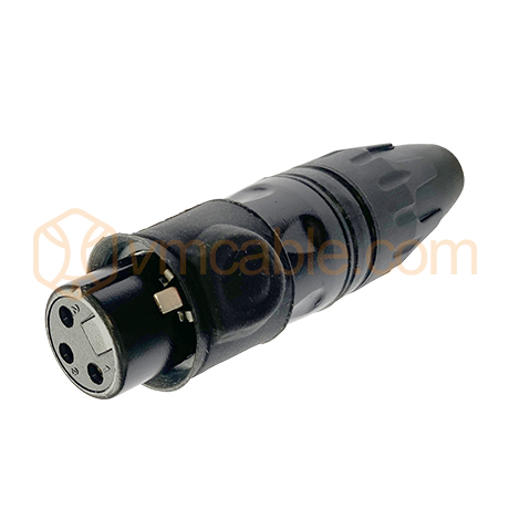 VM-PRATT3FXX-B, XLR, 3-pole , metal-, Soldering-male connector, gold plated contact(s), straight, black