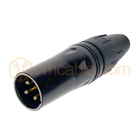 VM-PRATT3MXX-B, XLR, 3-pole , metal-, Soldering-male connector, gold plated contact(s), straight, black