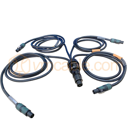 4mm split cable, Neutrik NLT8 FXX-BAG (8-pole) break out 4 ways,  4 x Neutrik NL4FXX-W-L (2-pole )