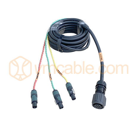 VM-LK640-10 SC, Highly Flexible Speaker fan-out cable, 4.0 mm²  6 cores cable from VM-LK008FV (8-pole) to 3x Neutrik NL4FXX-W-L