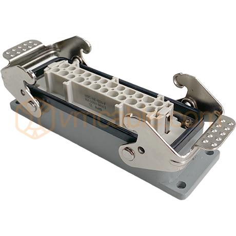 VM-HDC024 FXX, Rectangle MP 24, metal-, Surface-mounted housing high, silver plated, 2 clamps, grey