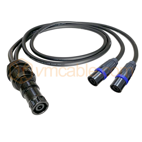 VM-NLF240-3 T4F, 4.0 mm 4 cores cable from Neutrik NLT8 MXX-BAG (8-pole) female to 2x Neutrik NL4MX-BAG 4-pol female