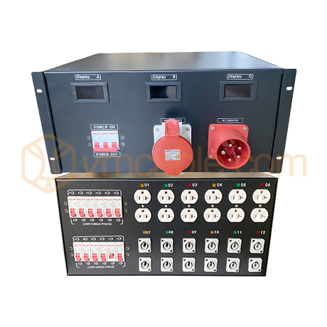 SYSPOW-6U-12W, 6U 12 Way Stage Power Distribution Box 3 Phase 32A 380V
