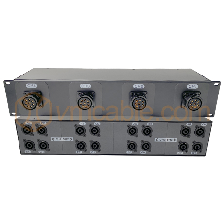 Custom LK008-4CH16 Break Out Box, 4 Channels VM-LK008FP (8-pole) to 16x Neutrik NL4MPXX (2-pole)