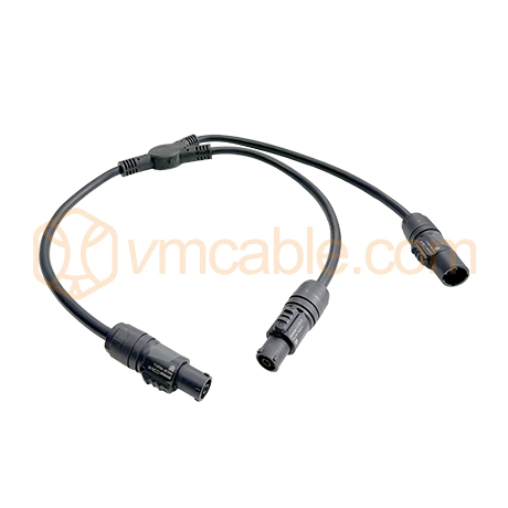 VM-TUR325FFM-1, Y-splitter power cord, power: 3x 2.5mm, Neutrik PowerCON TRUE1