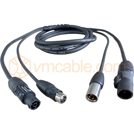 NE-TRUXLR-1.5 TOP, DMX & Power Hybrid Cable, Both sides contain overmolding, Neutrik XLR  (Stainless steel) -> Neutrik TRUE1